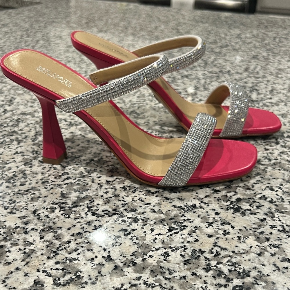 Michael Kors Pink and Silver Strappy Heels- Brand new, never worn.